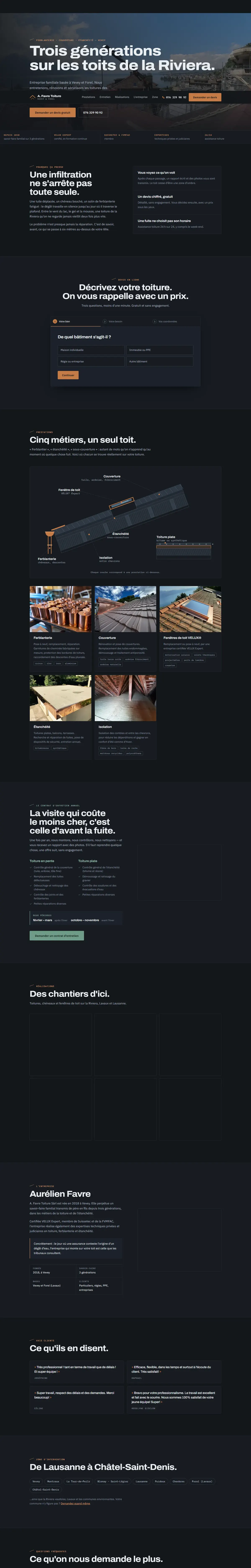 Capture du site de démonstration : Couvreur-ferblantier, Vevey