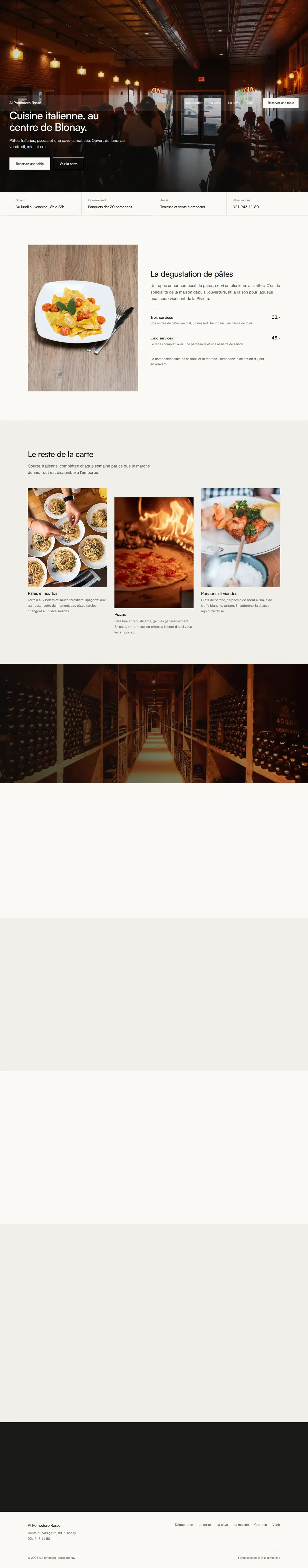 Capture du site de démonstration : Restaurant italien, Blonay