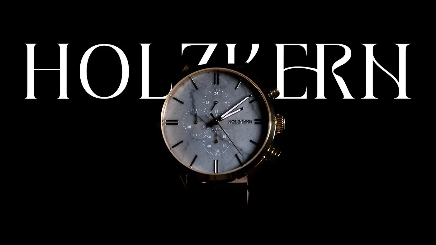 Photographie studio d'une montre Holzkern en bois