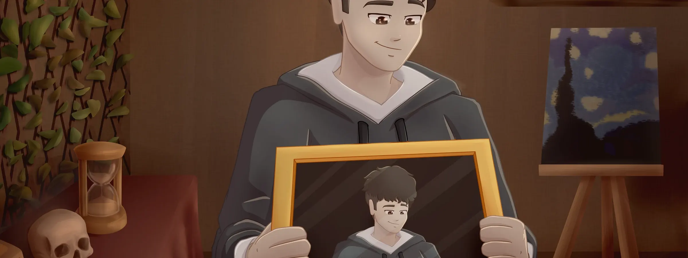 Illustration Vanity, autoportrait au reflet infini sur le thème de la vanité
