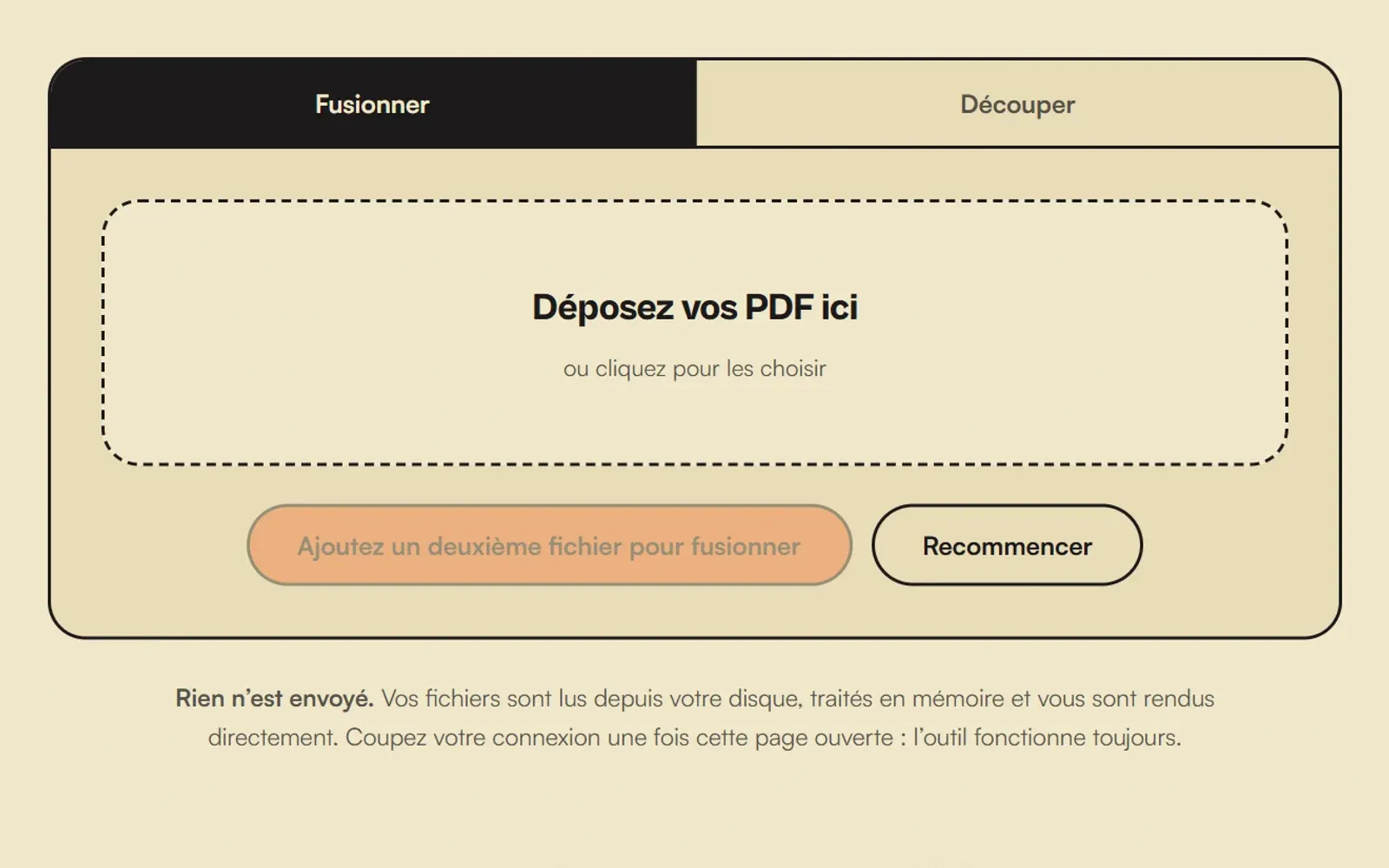 Capture d’écran : Fusionner et découper des PDF